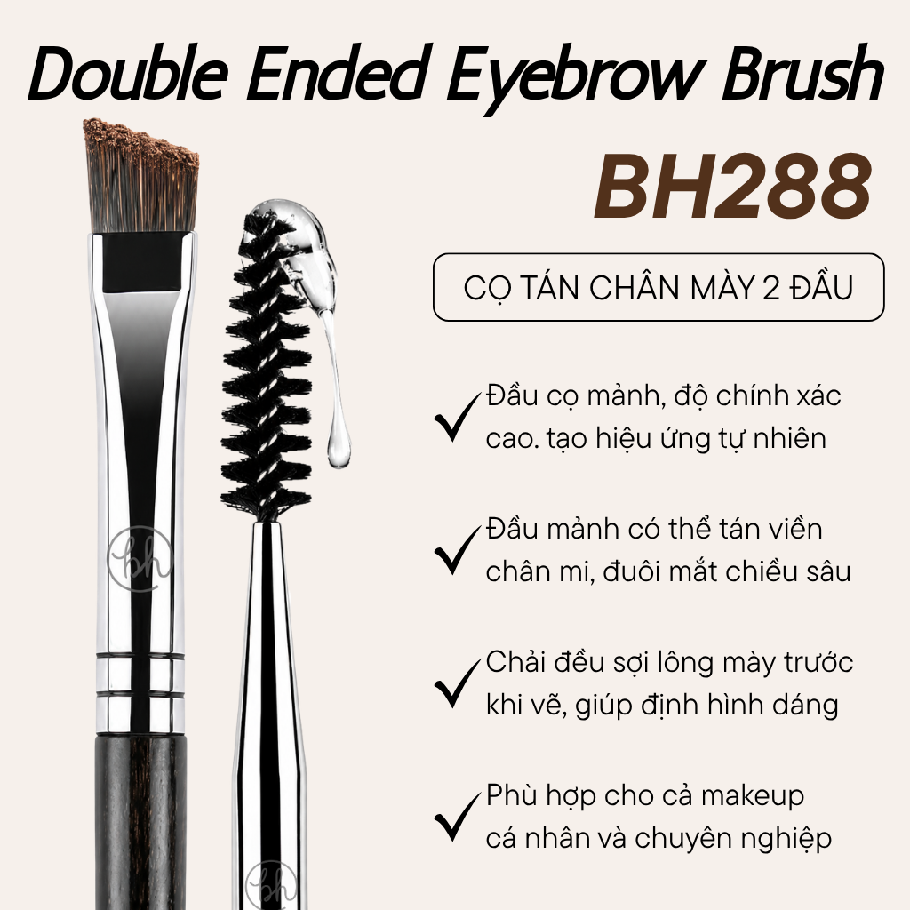 Cọ Kẻ Chân Mày Chải Mày 2 Đầu Vát Xéo Bh Cosmetics Double Ended Eyebrow Brush BH288